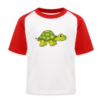 Schildkröte - Landschildkröte - Kinder Baseball T-Shirt - Weiß/Rot - Vorne