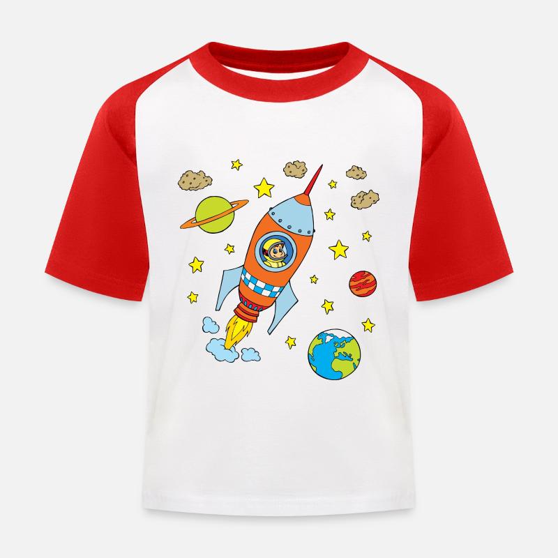 Vaisseau spatial astronaute spatial - T-shirt baseball Enfant - blanc/rouge