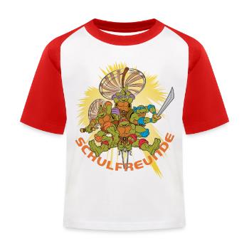 Teenage Mutant Ninja Turtles Schulfreunde - Kinder Baseball T-Shirt - Weiß/Rot - Vorne