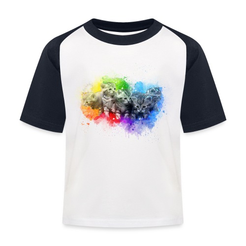 Chatons noir et blanc arc-en-ciel -by- Wyll Fryd - T-shirt baseball Enfant
