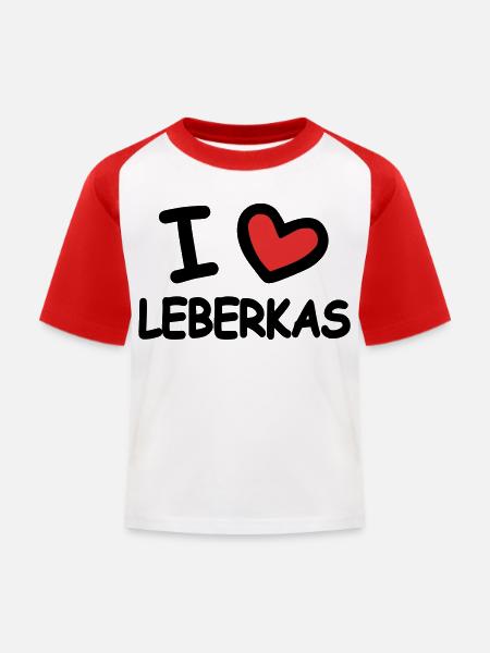 I Love Leberkas - Kinder Baseball T-Shirt - Weiß/Rot
