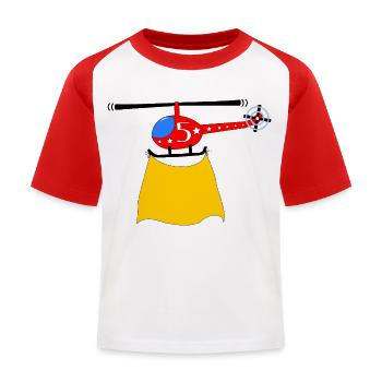 Hubschrauber Geburtstag 5 - Kinder Baseball T-Shirt - Weiß/Rot - Vorne