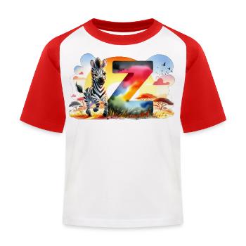 Z comme Zèbre Savane - T-shirt baseball Enfant - blanc/rouge - Devant