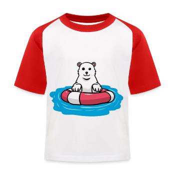 Ours polaire Changement climatique Pôle Nord Fantaisie Environnement Nature - T-shirt baseball Enfant - blanc/rouge - Devant