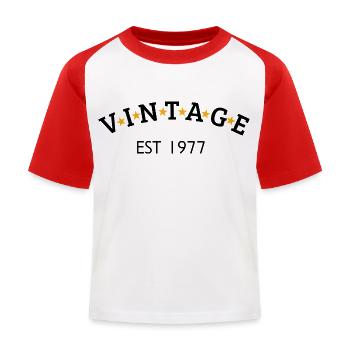 Jahrgang ist 1977 - Kinder Baseball T-Shirt - Weiß/Rot - Vorne
