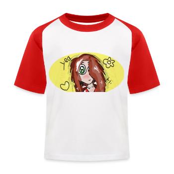 Hi Mädchen - Kinder Baseball T-Shirt - Weiß/Rot - Vorne