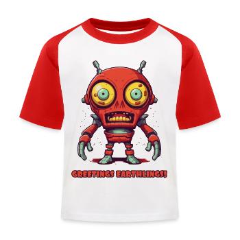 Salutations Terriens – Alien Robots - T-shirt baseball Enfant - blanc/rouge - Devant