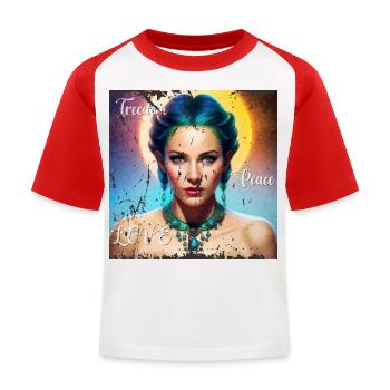 Mystische Göttin - Kinder Baseball T-Shirt - Weiß/Rot - Vorne