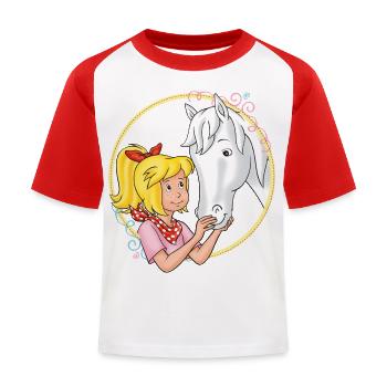 Bibi und Tina 'Bibi und Sabrina' - Kinder Baseball T-Shirt - Weiß/Rot - Vorne
