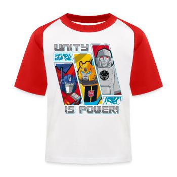 Transformers Earth Spark Optimus Prime Bumblebee - Kinder Baseball T-Shirt - Weiß/Rot - Vorne
