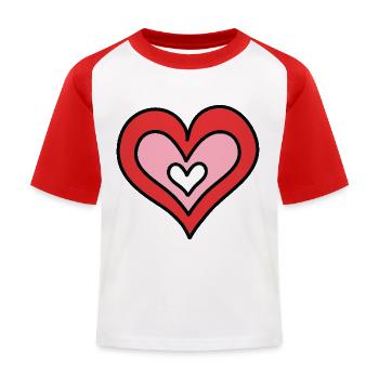 Hand-Drawn Heart - Kids' Baseball T-Shirt - white/red - Front