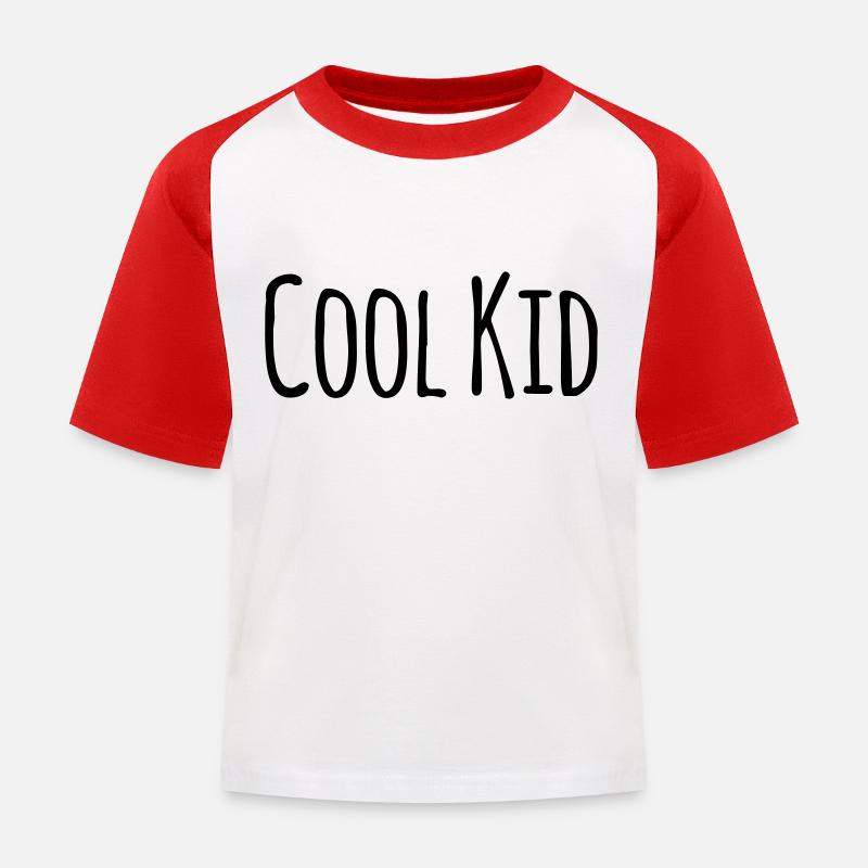 Cool Kid - Kinder Baseball T-Shirt - Weiß/Rot