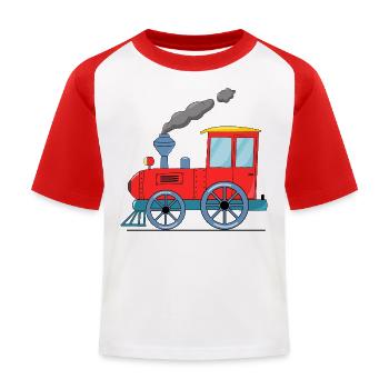 Kinderzug Eisenbahn rot - Kinder Baseball T-Shirt - Weiß/Rot - Vorne