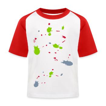 Farbklekse - Kinder Baseball T-Shirt - Weiß/Rot - Vorne