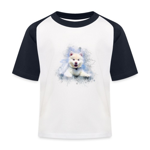 Siberian Husky White Lindo Cachorro -por- Wyll-Fryd - Camiseta béisbol niño