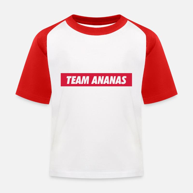 team ananas - Kinder Baseball T-Shirt - Weiß/Rot