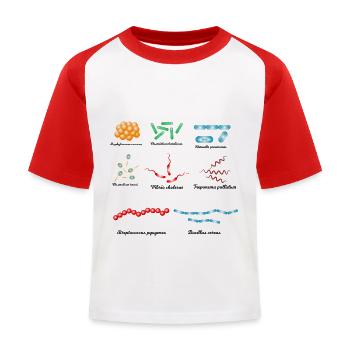 Famous bacteria - pathogens - Kids' Baseball T-Shirt - white/red - Front