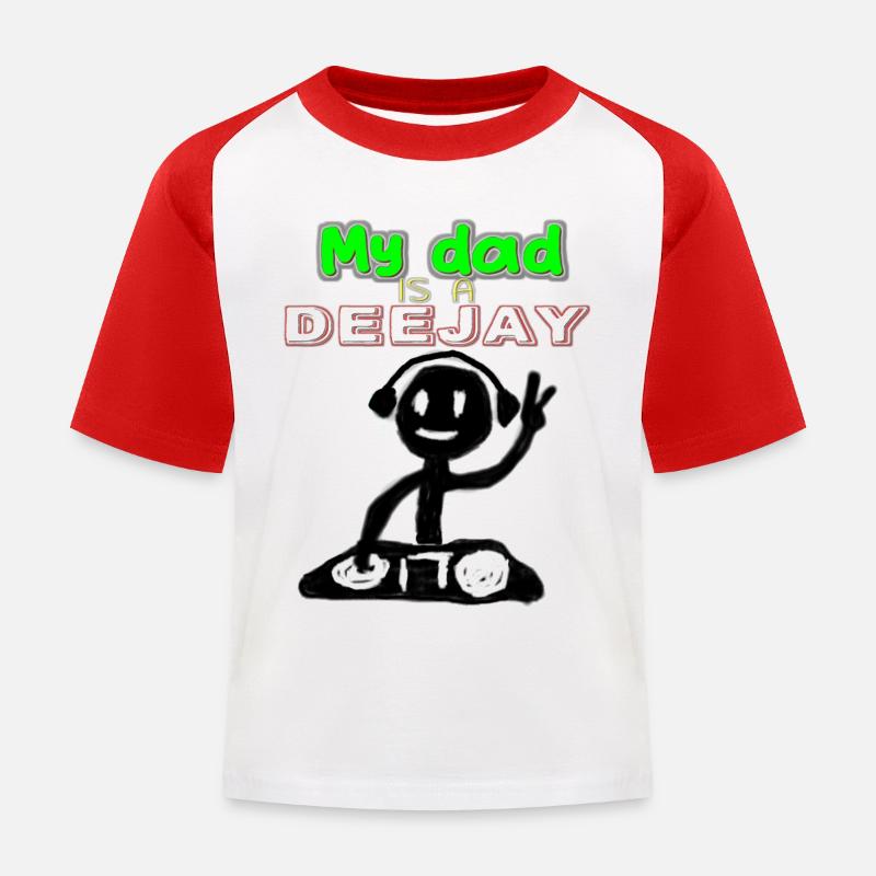 Ref.: MYDAD-DEEJAY - Kinder Baseball T-Shirt - Weiß/Rot