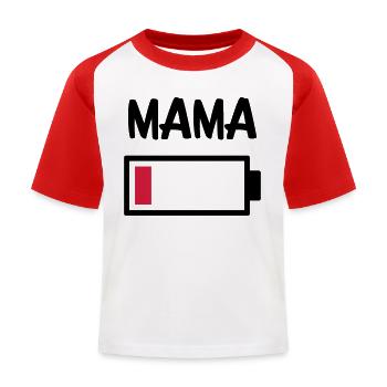 Mama - la batterie est vide - T-shirt baseball Enfant - blanc/rouge - Devant