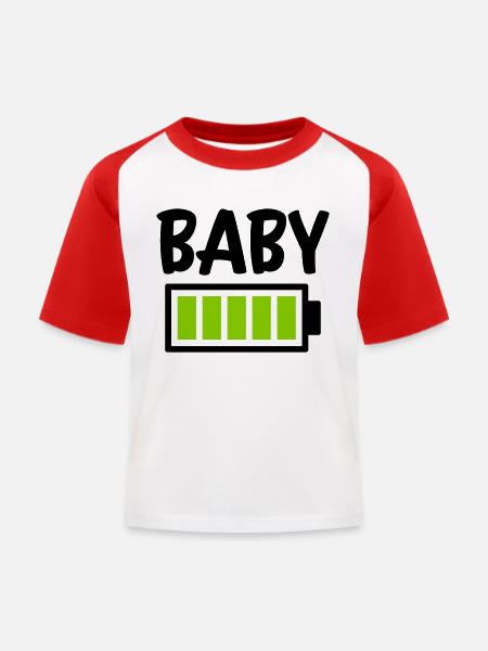 Baby battery full - Kids' Baseball T-Shirt - white/red