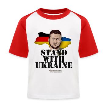 Ukraine Germany Slogan Stand with Ukraine - Kids' Baseball T-Shirt - white/red - Front
