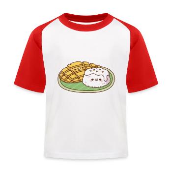 Mignon riz gluant à la mangue Nourriture thaïlandaise - T-shirt baseball Enfant - blanc/rouge - Devant