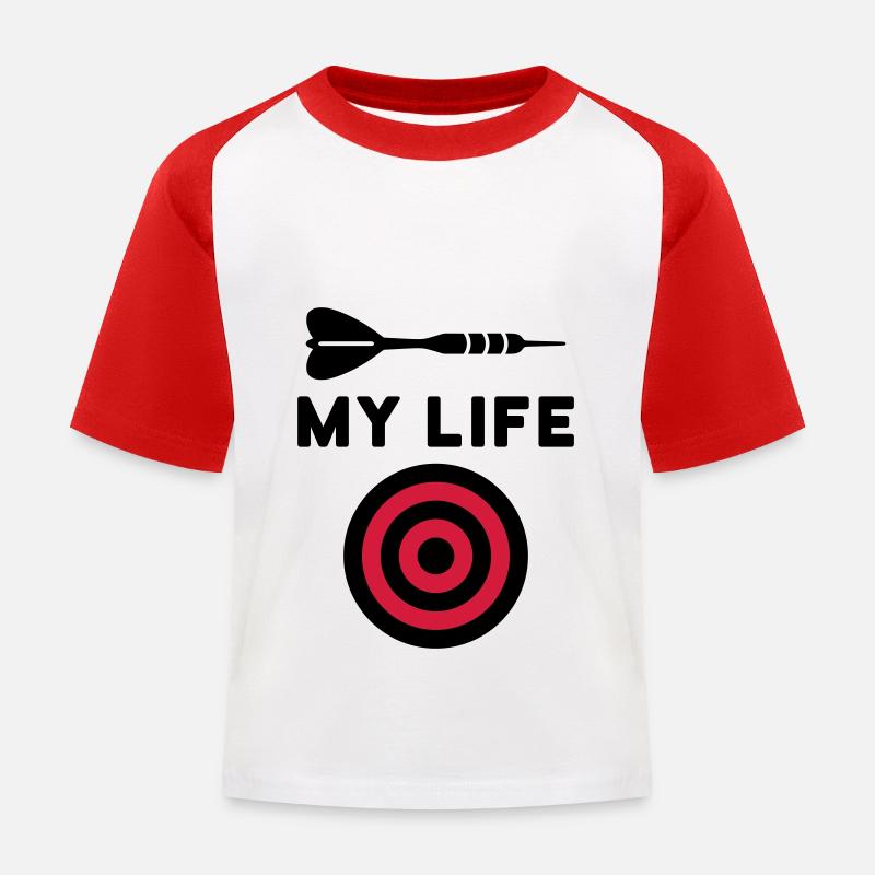 Ma vie (fléchette, cible) - T-shirt baseball Enfant - blanc/rouge