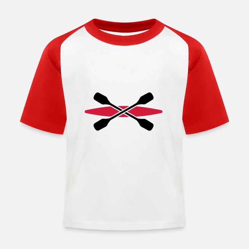 Kajak - Kinder Baseball T-Shirt - Weiß/Rot