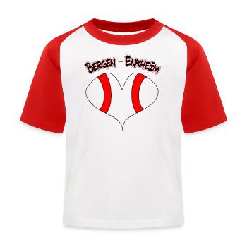 J’ADORE (mon quartier) Bergen-Enkheim, Francfort - T-shirt baseball Enfant - blanc/rouge - Devant
