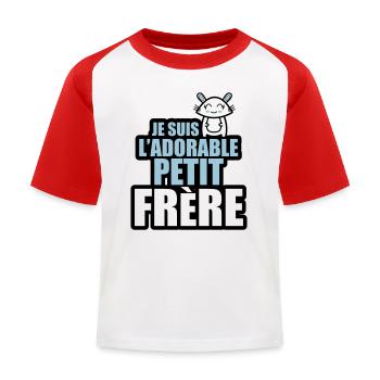 je suis l'adorable petit frère - T-shirt baseball Enfant - blanc/rouge - Devant