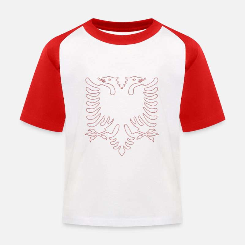 Albania | scribble 2 - Kinder Baseball T-Shirt - Weiß/Rot