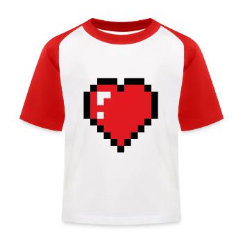 Coeur pixel - T-shirt baseball Enfant - blanc/rouge - Devant