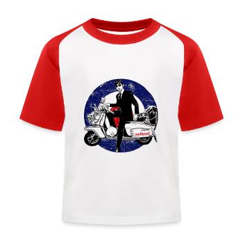 Roller Mod Britannique - T-shirt baseball Enfant - blanc/rouge - Devant