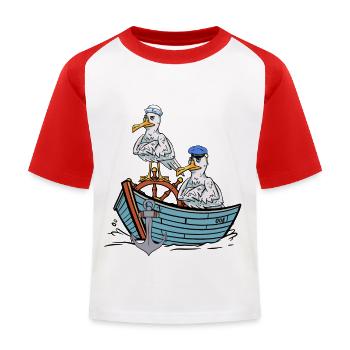 Maritime Möwen Möwe Seemänner Seefahrer Reise Boot - Kinder Baseball T-Shirt - Weiß/Rot - Vorne