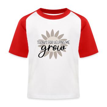 Thanks for helping me grow - Kinder Baseball T-Shirt - Weiß/Rot - Vorne
