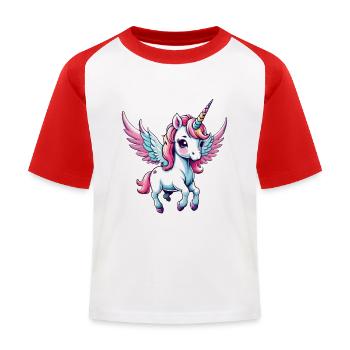 Licorne Unicorn Kawaii - T-shirt baseball Enfant - blanc/rouge - Devant