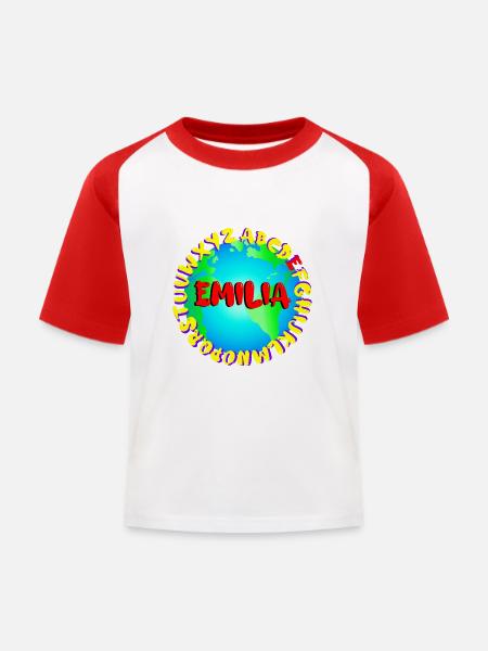 ABC EMILIA - Kinder Baseball T-Shirt - Weiß/Rot