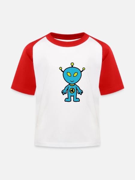 Außerirdischer - Kinder Baseball T-Shirt - Weiß/Rot