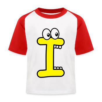 I - lettre I avec les yeux 👀 - T-shirt baseball Enfant - blanc/rouge - Devant
