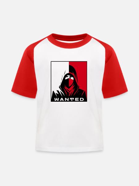 Bandit - Gesucht - Kinder Baseball T-Shirt - Weiß/Rot