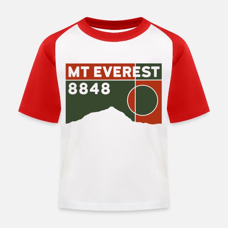 Mount Everest Base Camp Himalaya Trekking Souvenir - Baseball T-shirt til børn - hvid/rød