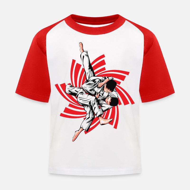 Red Judo Hold - Kids' Baseball T-Shirt - white/red