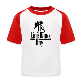 LINE DANCING, IT'S LINE DANCE DAY MIT HUT - Kinder Baseball T-Shirt - Weiß/Rot - Vorne
