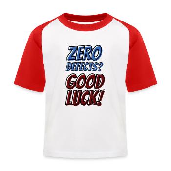 Zero Defects Good luck - Kinder Baseball T-Shirt - Weiß/Rot - Vorne