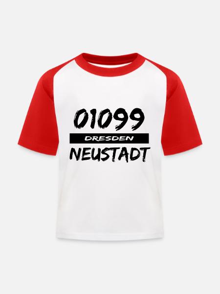 01099 Dresden Neustadt tshirt sachsen - Kinder Baseball T-Shirt - Weiß/Rot