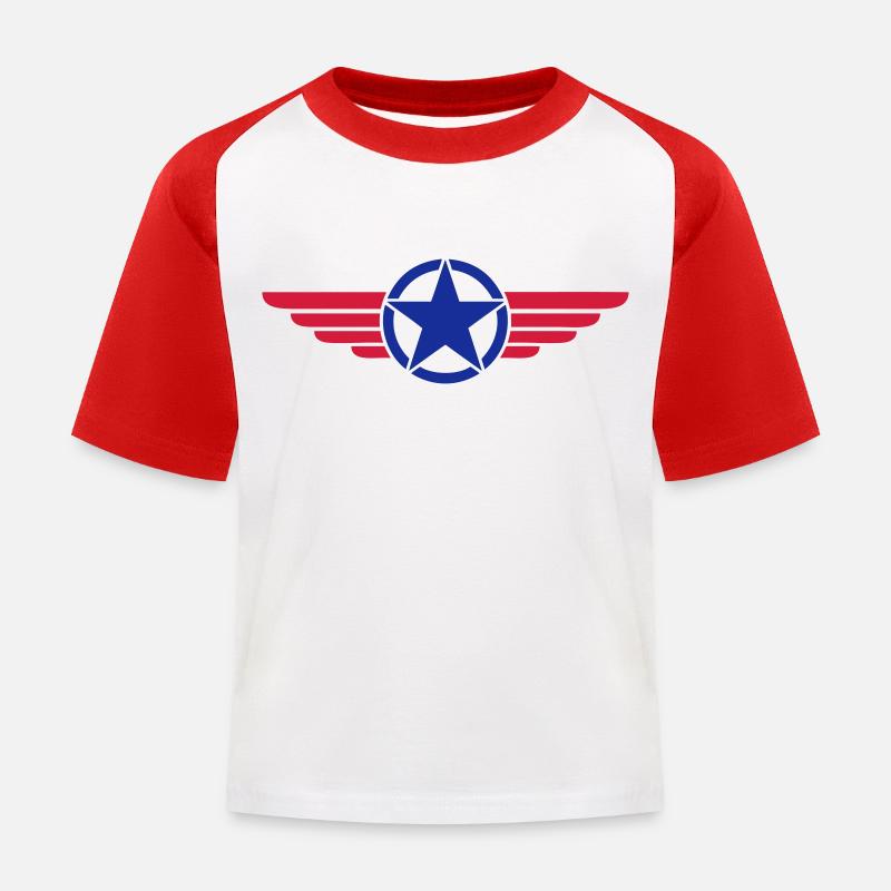 US Star - Kinder Baseball T-Shirt - Weiß/Rot