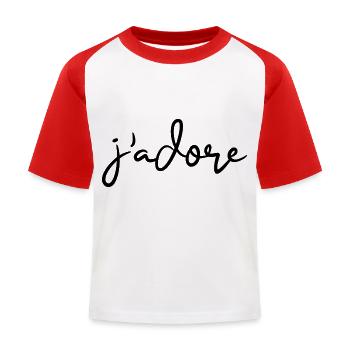 j'adore - Kinder Baseball T-Shirt - Weiß/Rot - Vorne