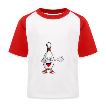 Bowling cone dabbing dance gift - Kids' Baseball T-Shirt - white/red - Front