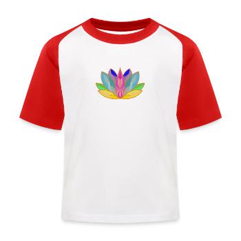 Lotus en fleurs Mandala Design - T-shirt baseball Enfant - blanc/rouge - Devant