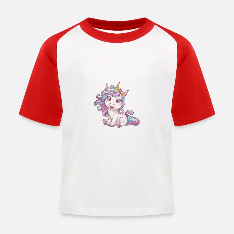 Rosi Regenbogen - Kinder Baseball T-Shirt - Weiß/Rot